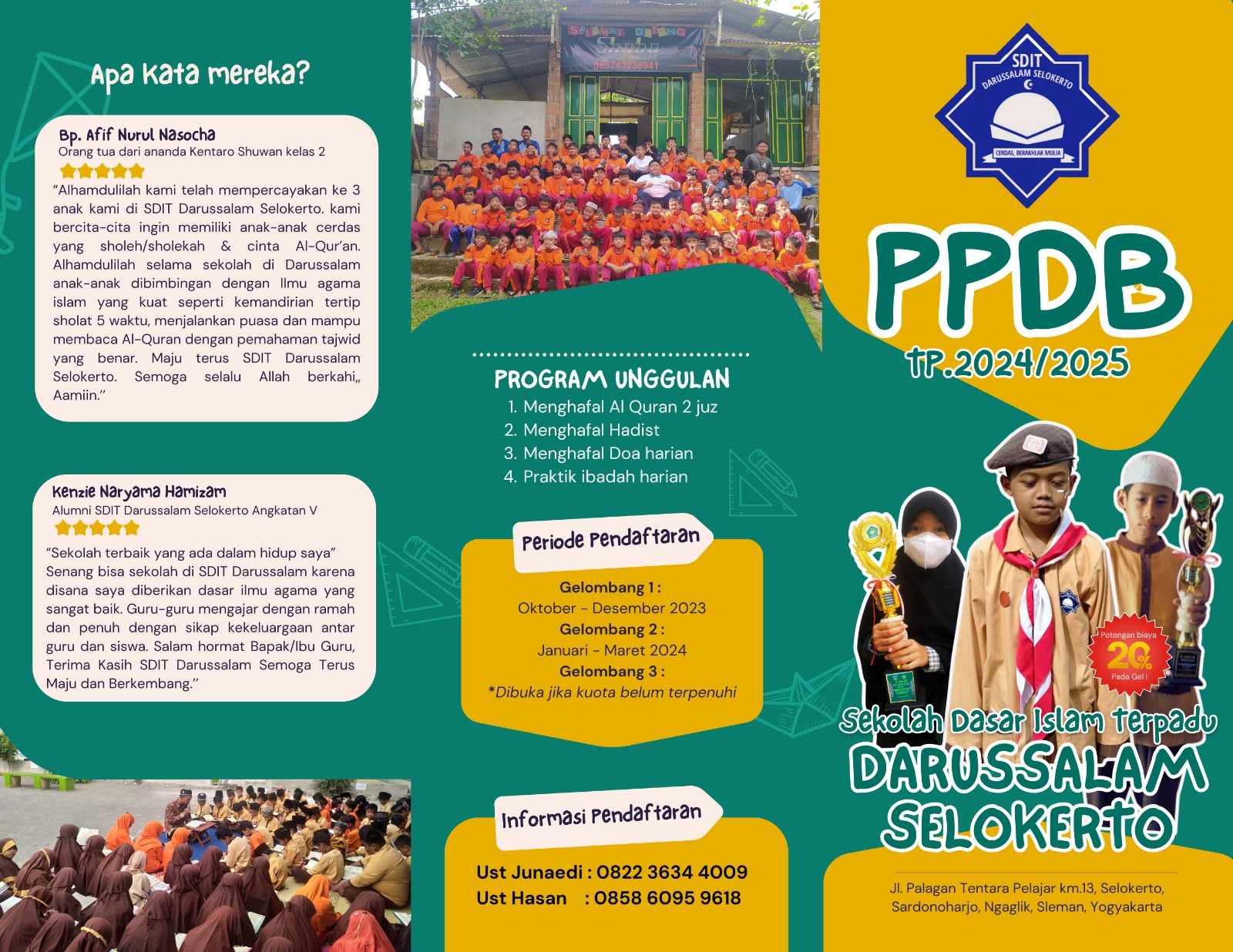SDIT Darussalam Selokerto Membuka Penerimaan Peserta Didik Baru, Tahun Ajaran 20242025